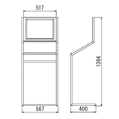 アルモード メニュースタンド パンフレットラック付2359 A3ヨコ アクリル仕様 A4三ツ折×3列