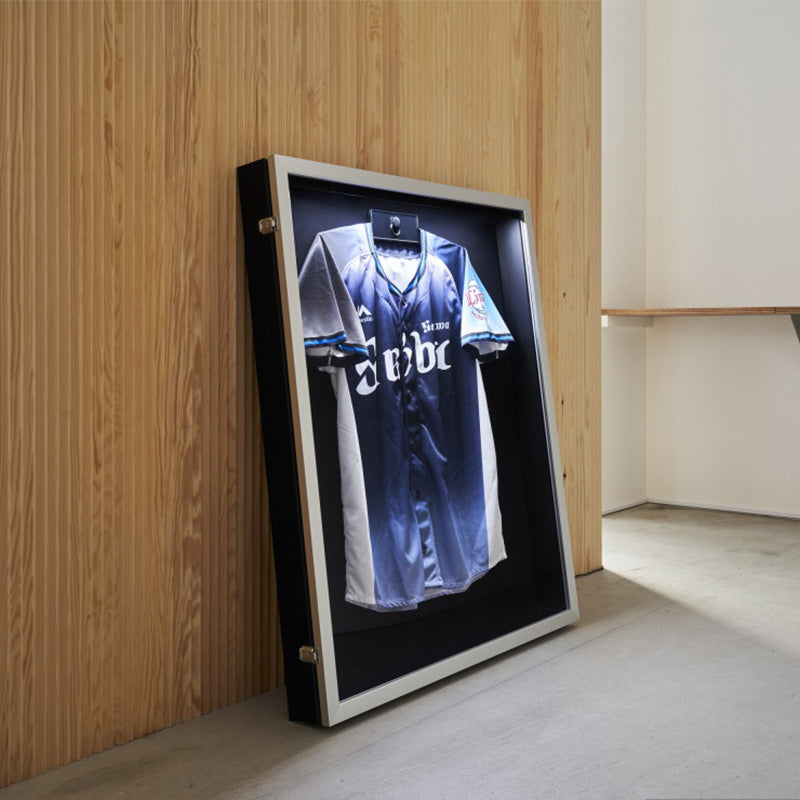 LEDユニフォームケース Lサイズ (フレーム:オーク 布:グレー) UVアクリル