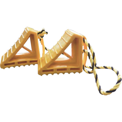 タイヤストッパー 黄 樹脂製2個組 紐付