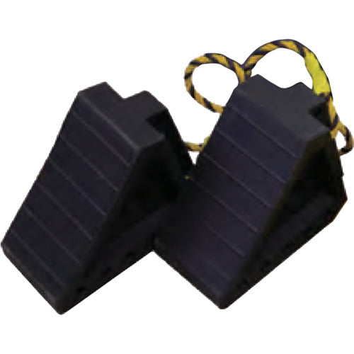 タイヤストッパー黒(大) ゴム製 2個組紐付