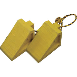 タイヤストッパー黄色(小) ゴム製 2個組紐付