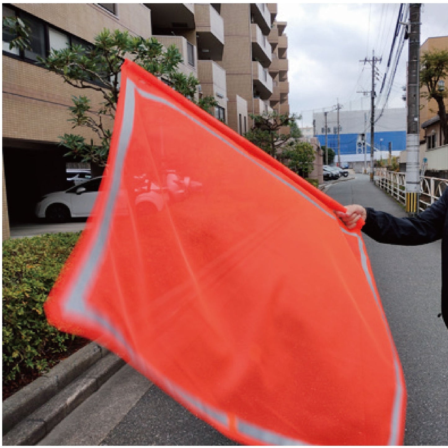 反射付メッシュ蛍光手旗(橙)