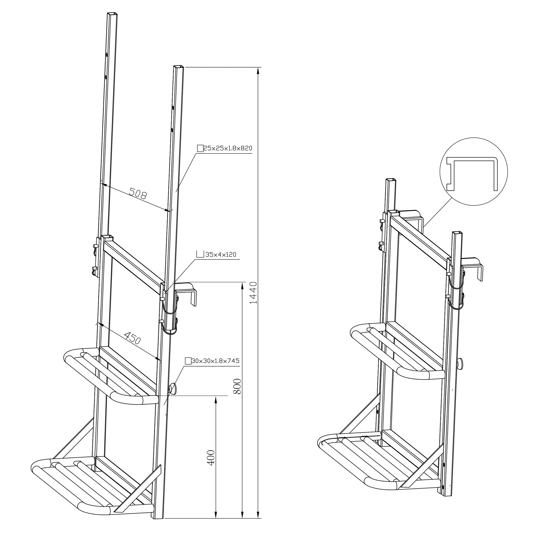 トラック用荷台はしごワイドPRO