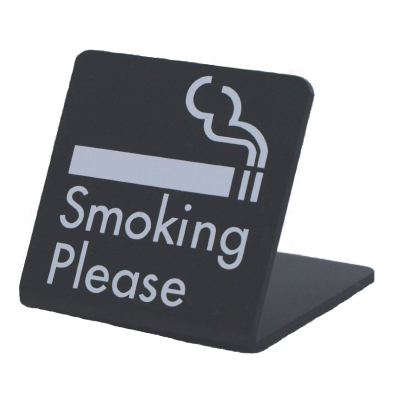 サインプレート アクリルマットブラック タイプM ACMBM-002 L型【Smoking Please】