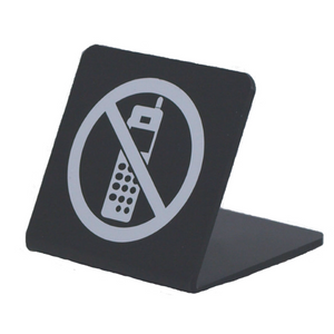 サインプレート アクリルマットブラック タイプM ACMBM-005 L型【通話禁止マーク】