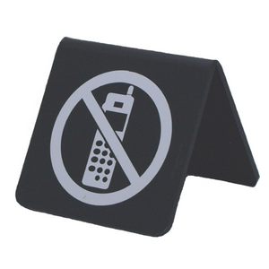 サインプレート アクリルマットブラック タイプM ACMBM-010 山型【通話禁止マーク】