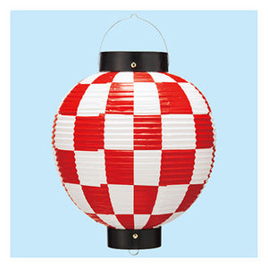 年間タイトルポップ ビニール尺丸提灯 市松アカ TA8-7035R