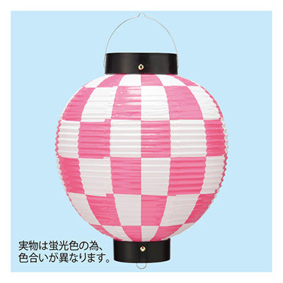 年間タイトルポップ ビニール尺丸提灯 市松ピンク TA8－7035P