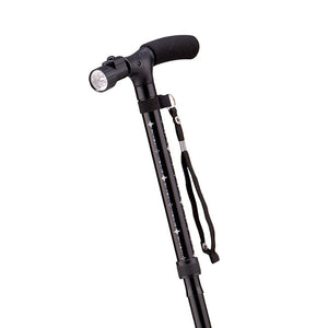 LEDライト付き4点自立お洒落ステッキ ブラック