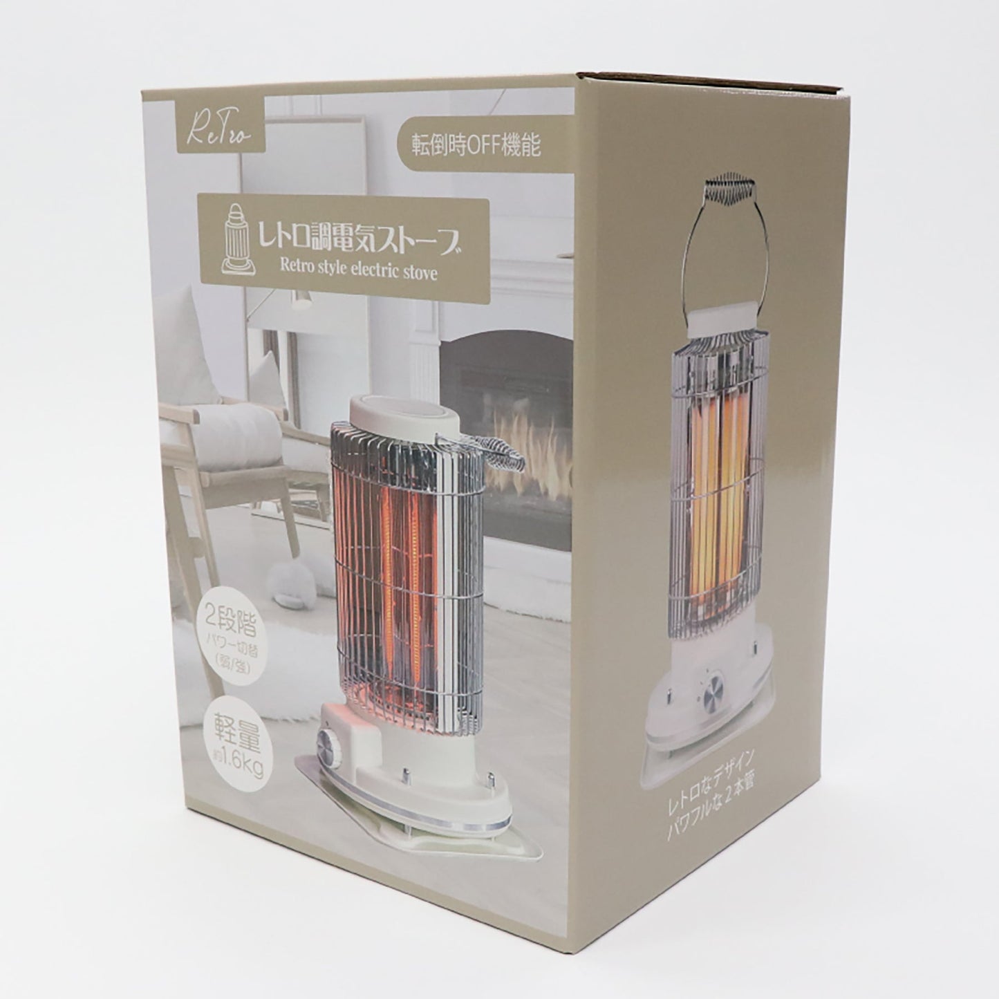 レトロ調電気ストーブ HDL-4249 ホワイト