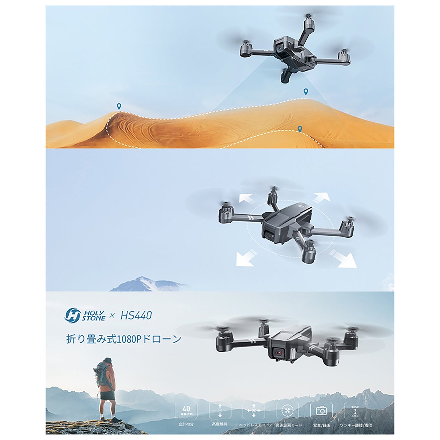 Holy Stone ドローン 小型 1080Pカメラ付き 折り畳み HS440