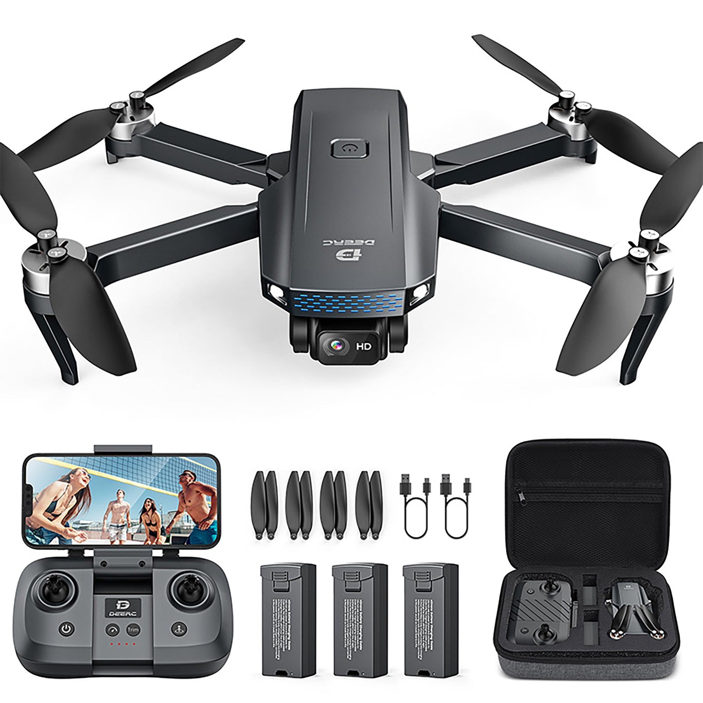 DEERC ドローン ブラシレスモーター 1080Pカメラ 折畳み式 屋外 D20S