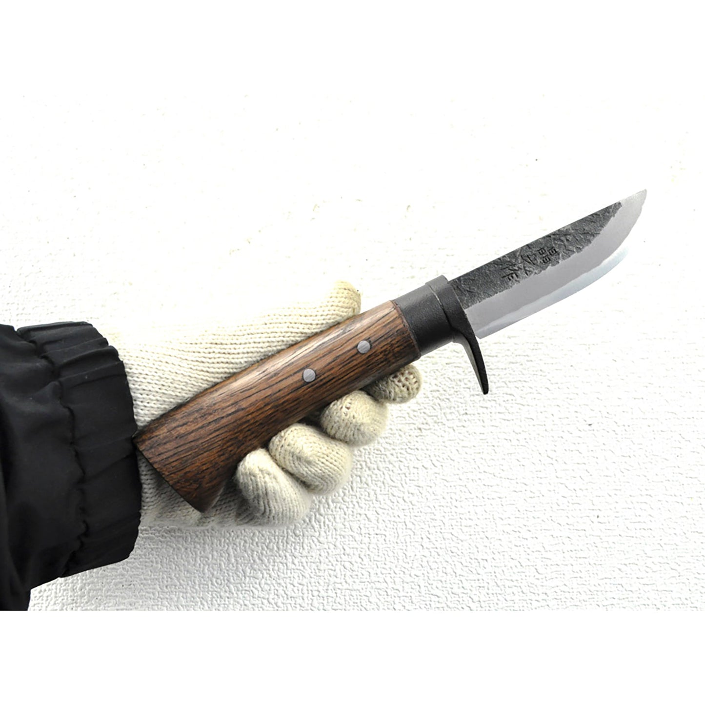 豆渓流鉈80 黒ツバ輪 白鋼 牛革ケース