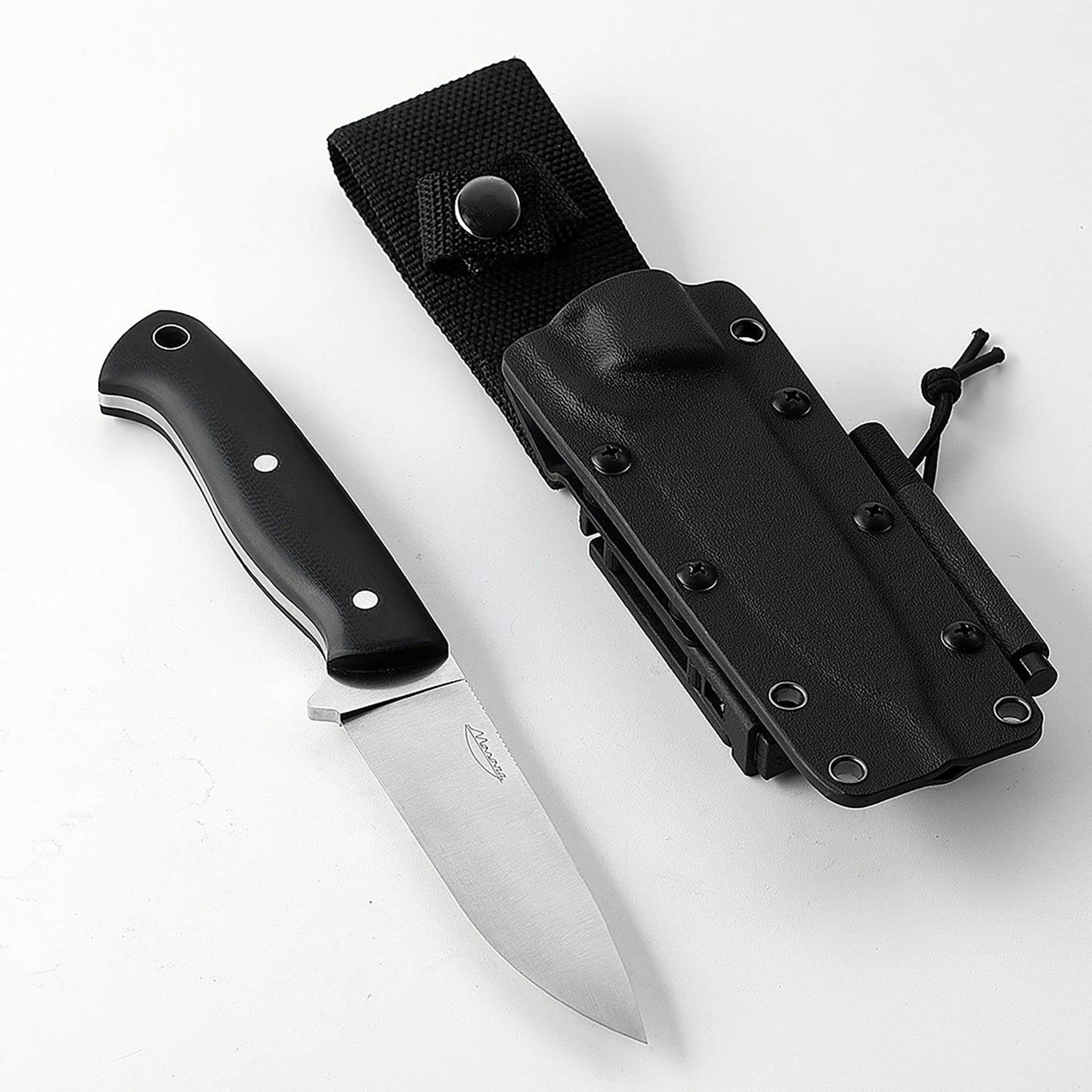 アウトドアナイフMASANOD2・G10 黒グリップ・カイデックスケース・ファイアスターター付