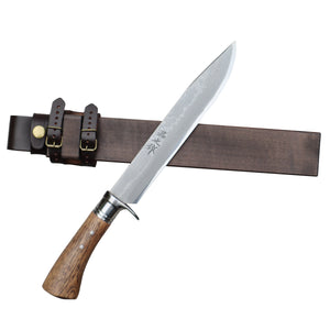 土佐登山剣鉈7寸 ステンツバ輪 ダマスカス15青2 洋樫柄オイルステン