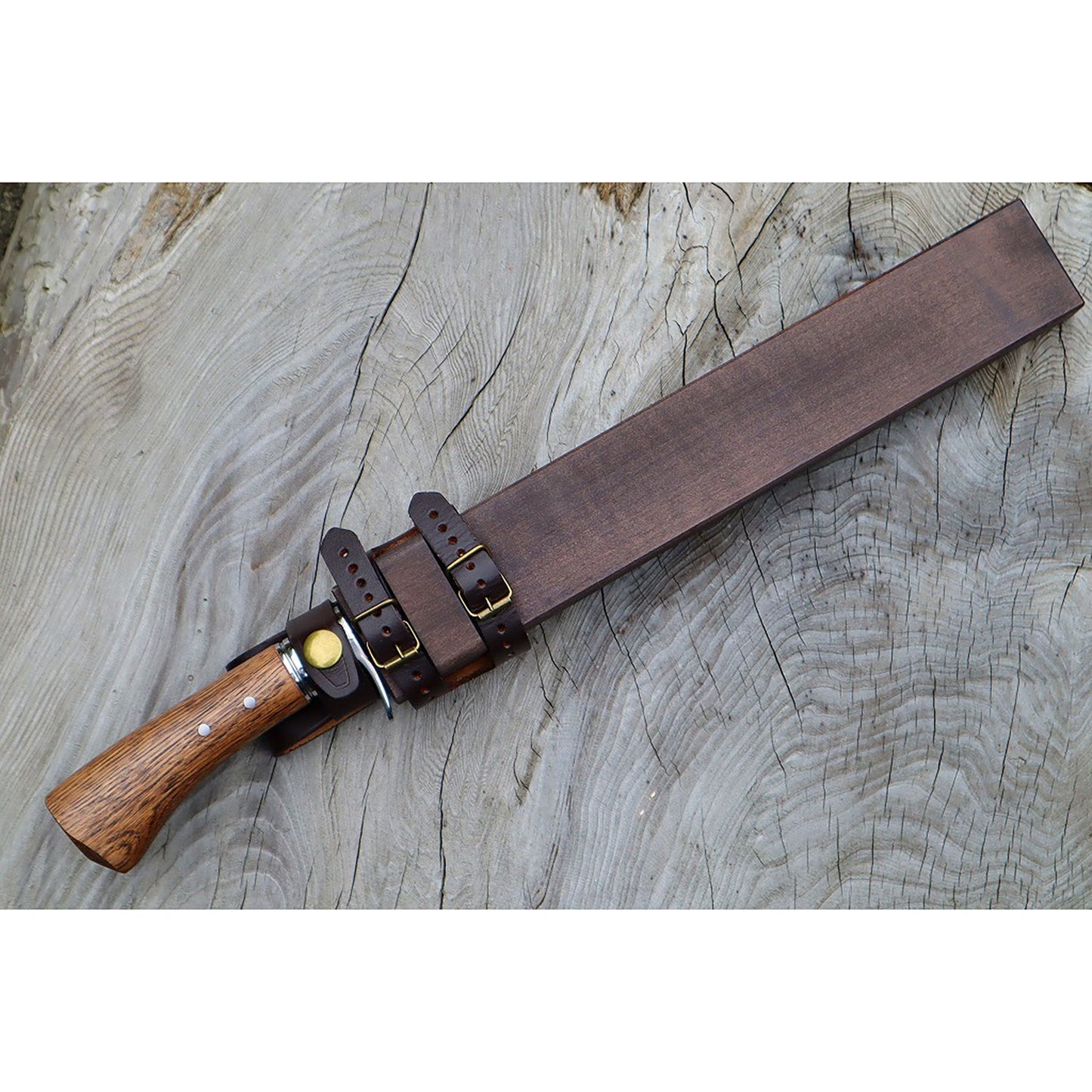 土佐登山剣鉈7寸 ステンツバ輪 ダマスカス15青2 洋樫柄オイルステン