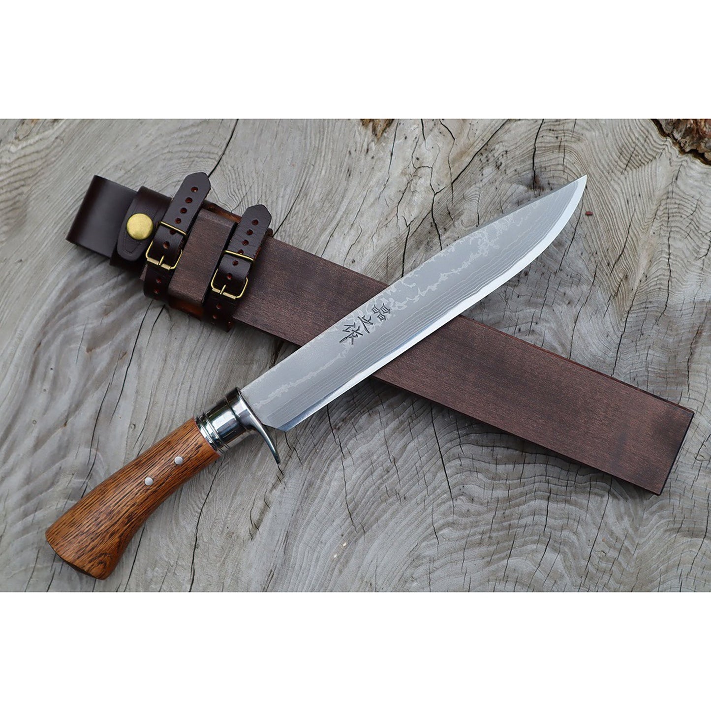 土佐登山剣鉈7寸 ステンツバ輪 ダマスカス15青2 洋樫柄オイルステン