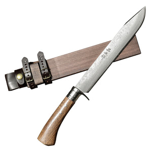 土佐登山剣鉈8寸 ステンツバ輪 ダマスカス15青2 洋樫柄オイルステン