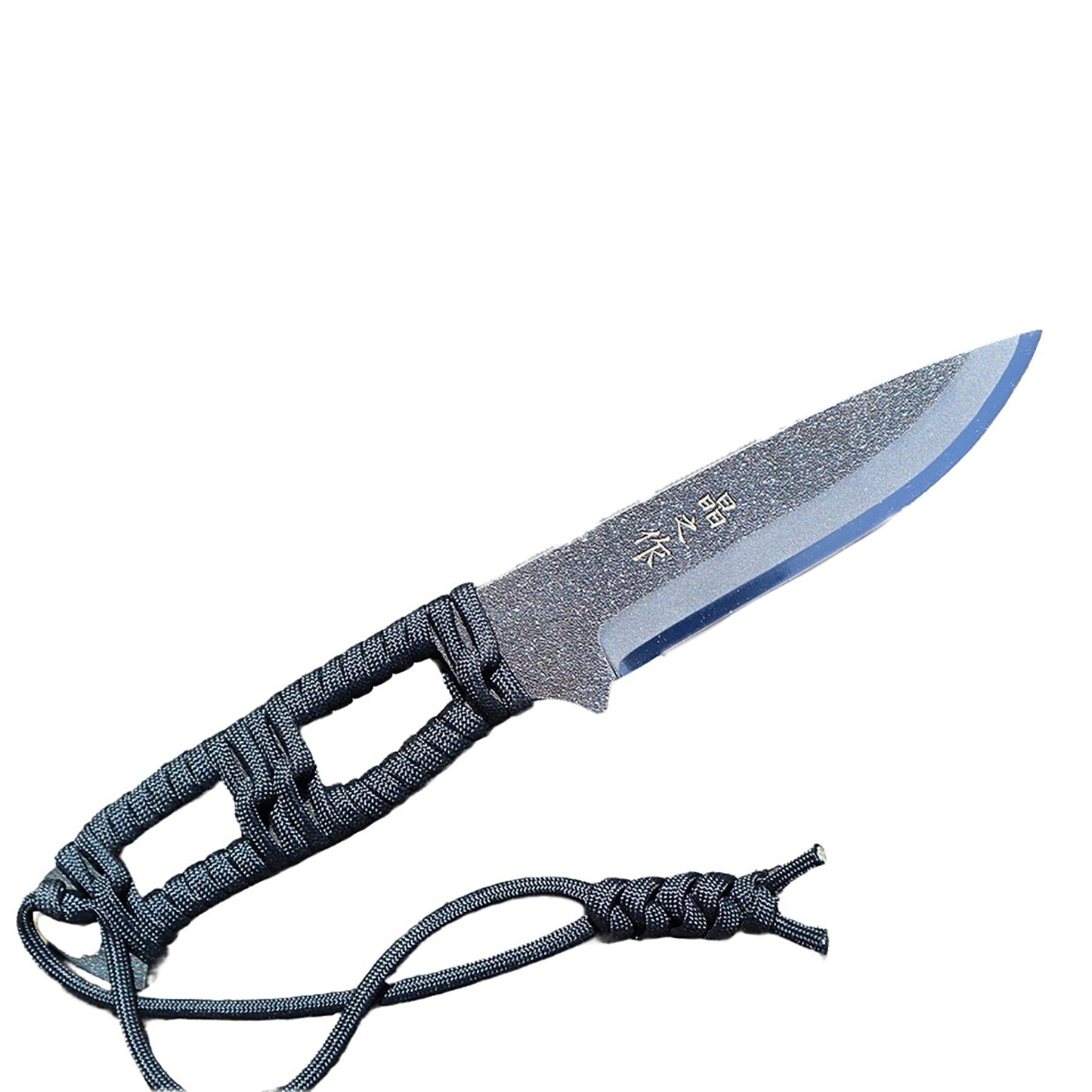 アウトドアナイフ:MASANO 白鋼 パラシュートコード 黒 皮ケース 晶之作