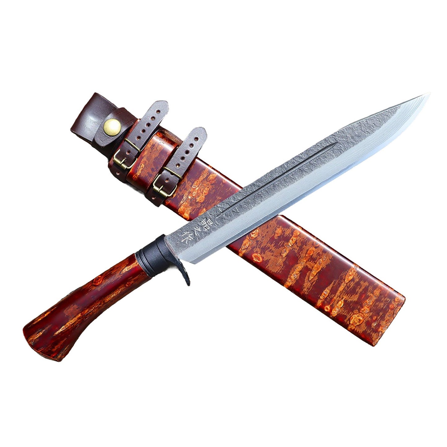 桜樺総巻拵『ダマスカス狩猟刀』240 晶之作