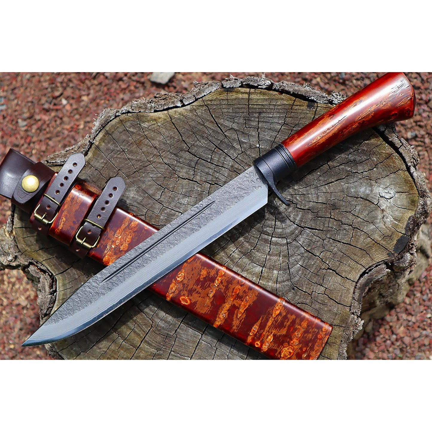 桜樺総巻拵『ダマスカス狩猟刀』240 晶之作