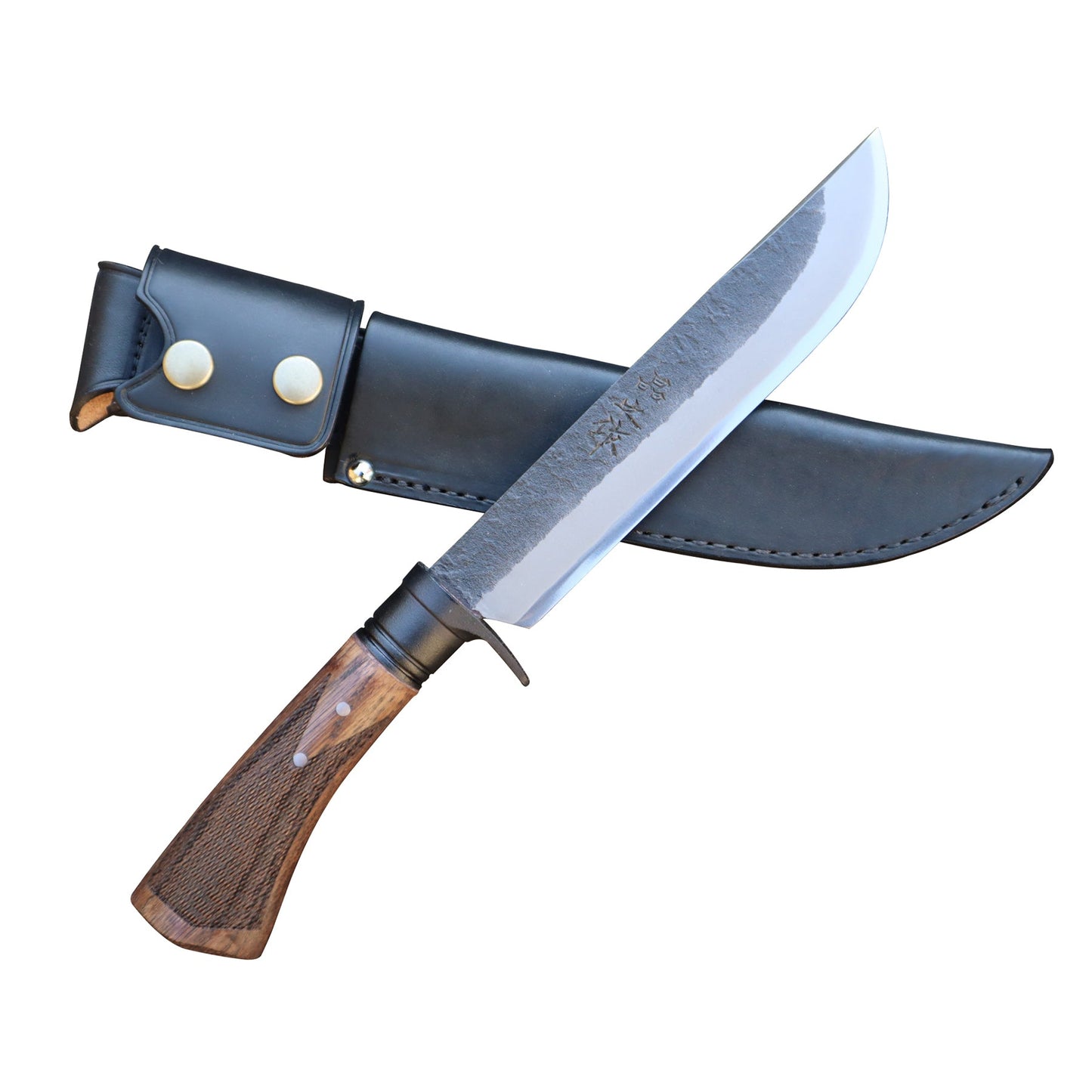 山遊鉈漆黒造り180 白鋼 黒皮ケース 晶之作