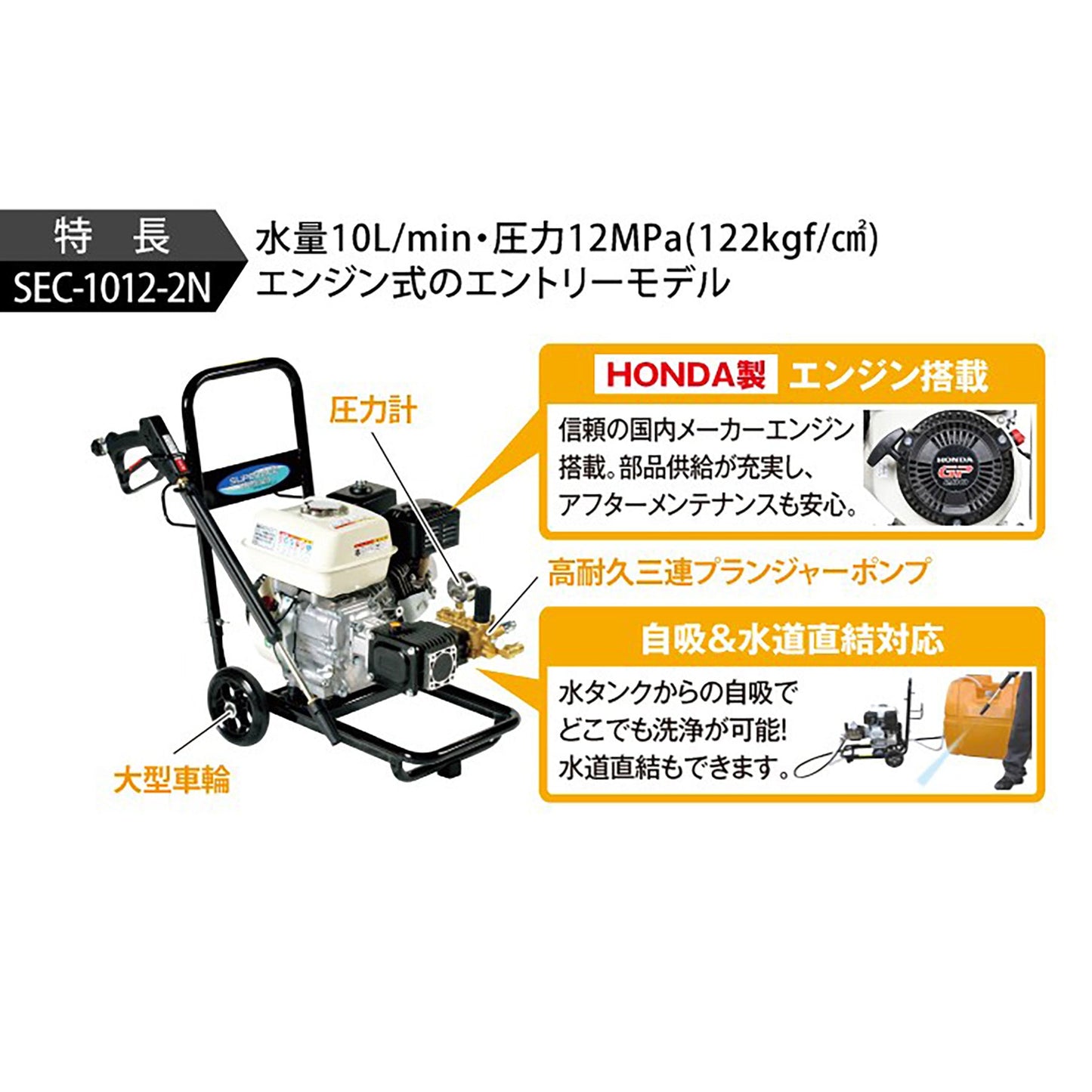 高圧洗浄機 コンパクト&カート型 SEC-1012-2N