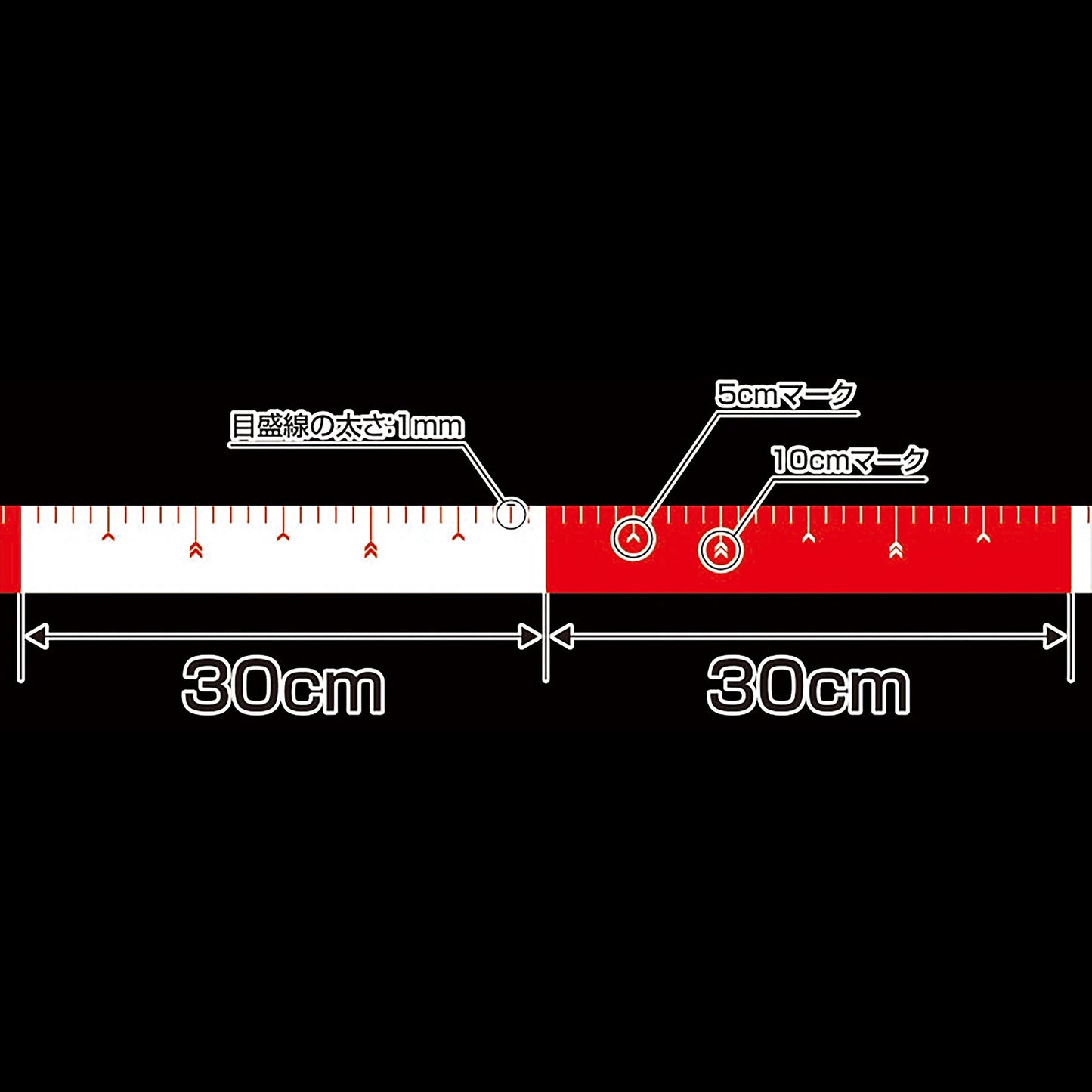 貼付ロッド 75mm×25m 赤白30cm間隔