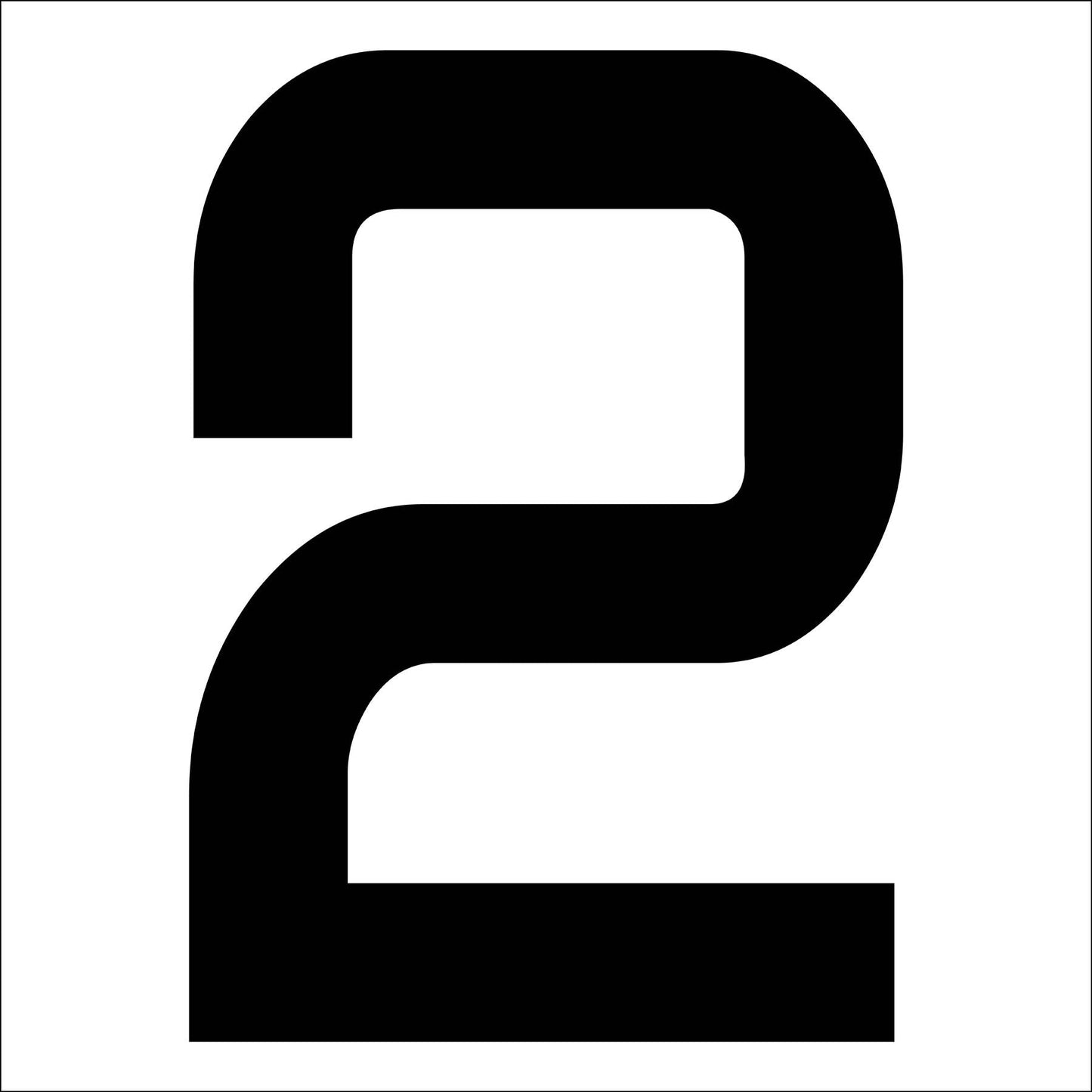 カッティングステッカー 数字2 文字高100mm 黒
