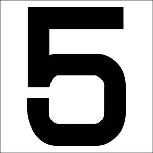 カッティングステッカー 数字5 文字高100mm 黒