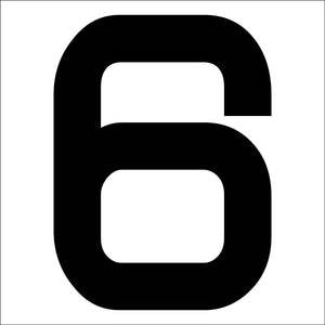 カッティングステッカー 数字6 文字高100mm 黒