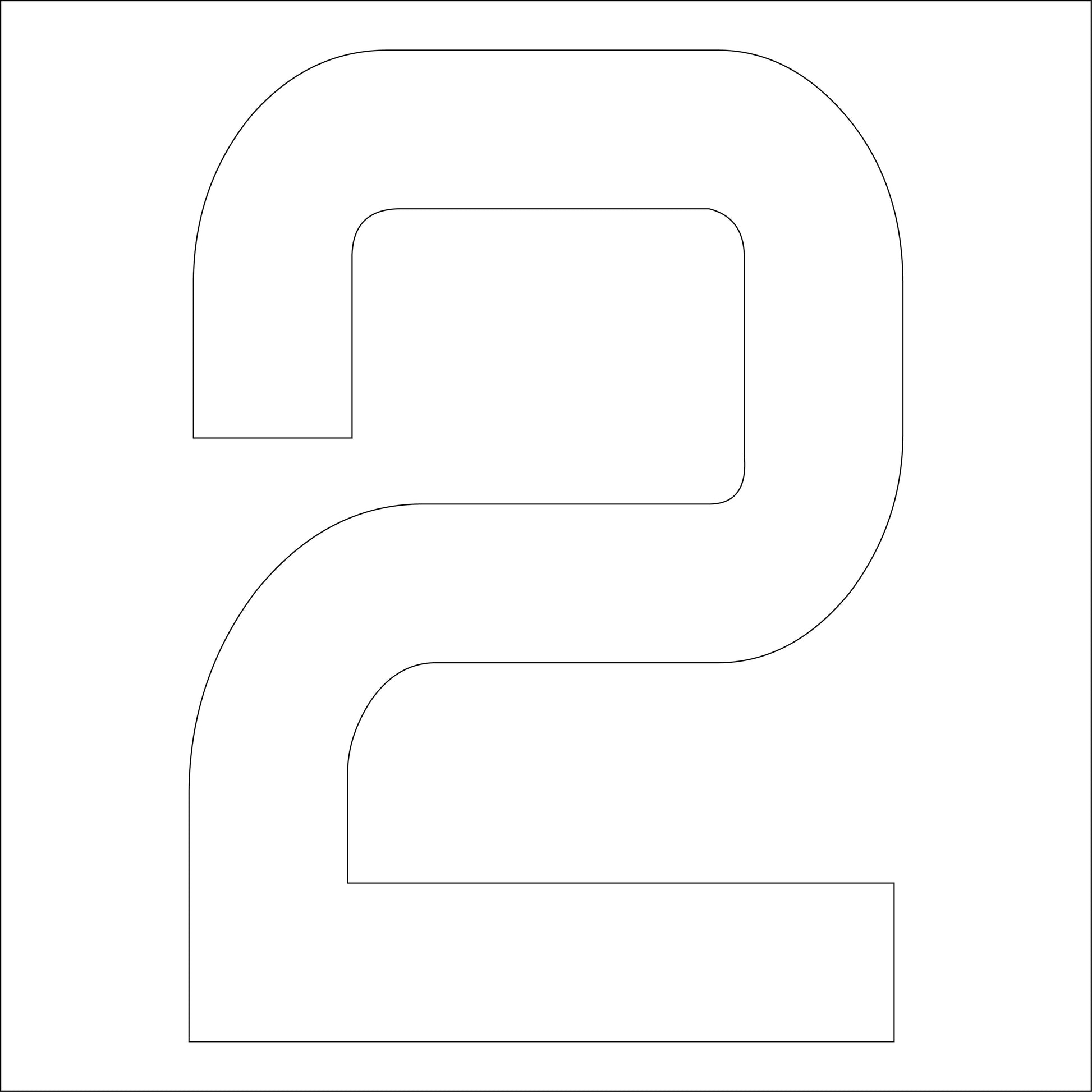 カッティングステッカー 数字2 文字高100mm 白