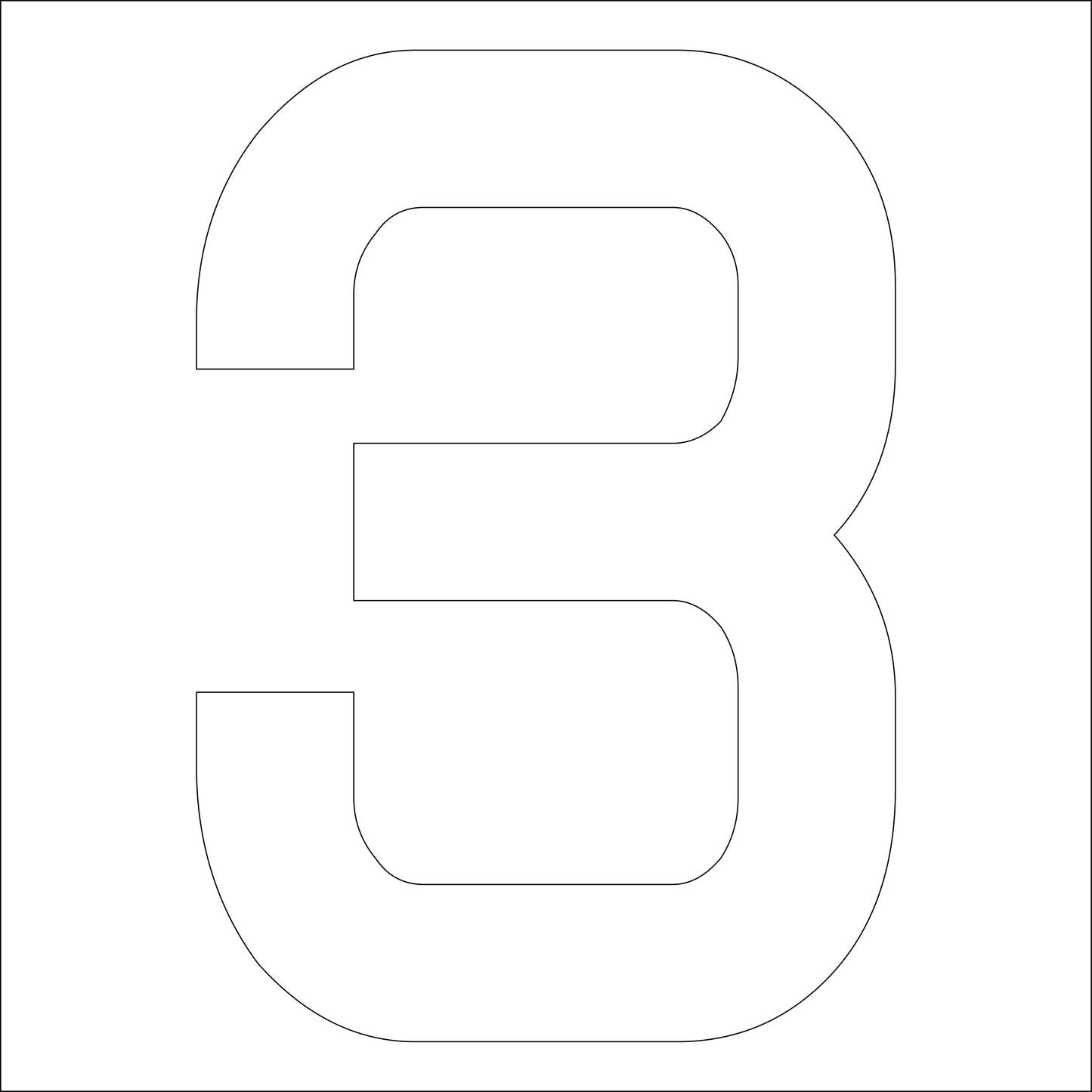 カッティングステッカー 数字3 文字高100mm 白