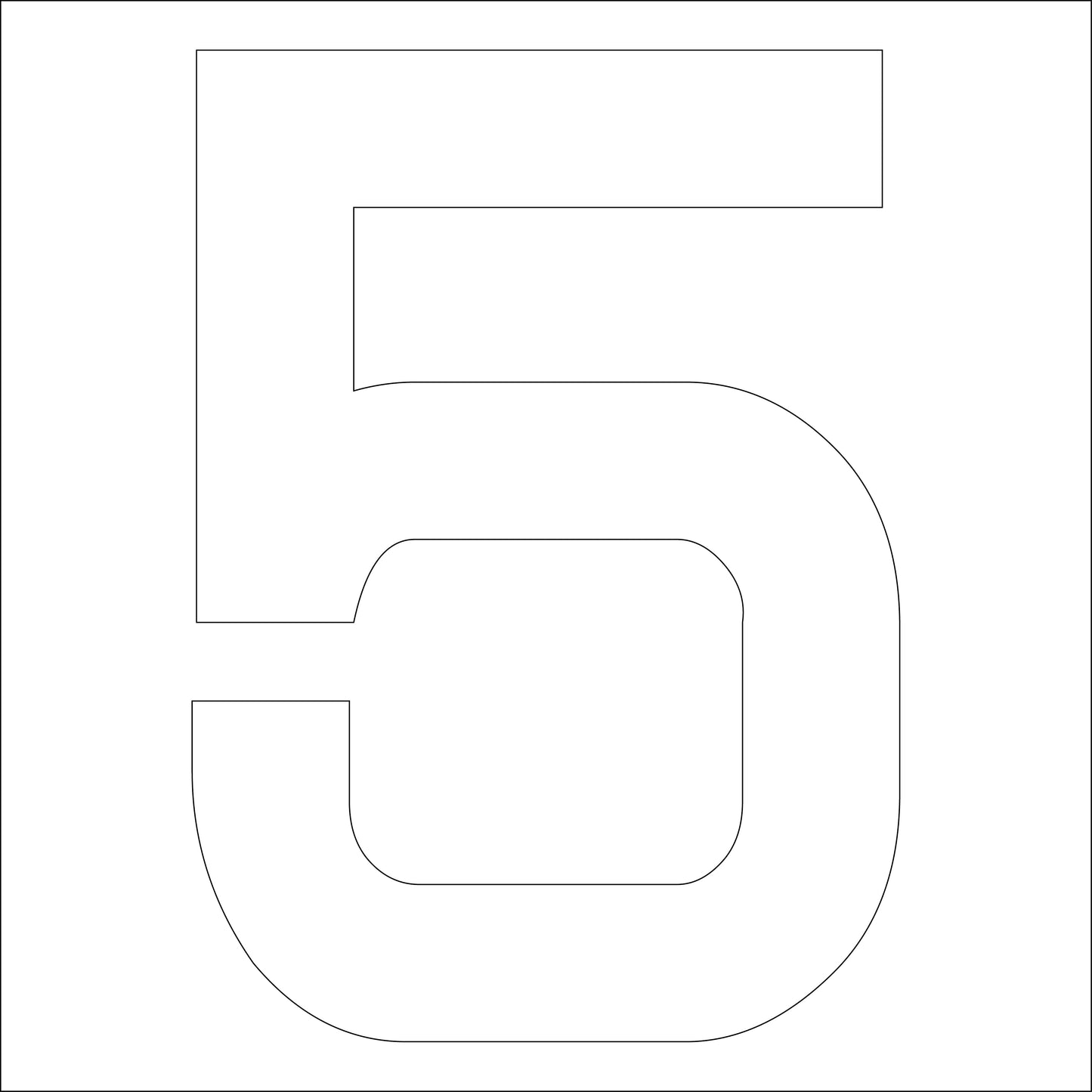 カッティングステッカー 数字5 文字高100mm 白