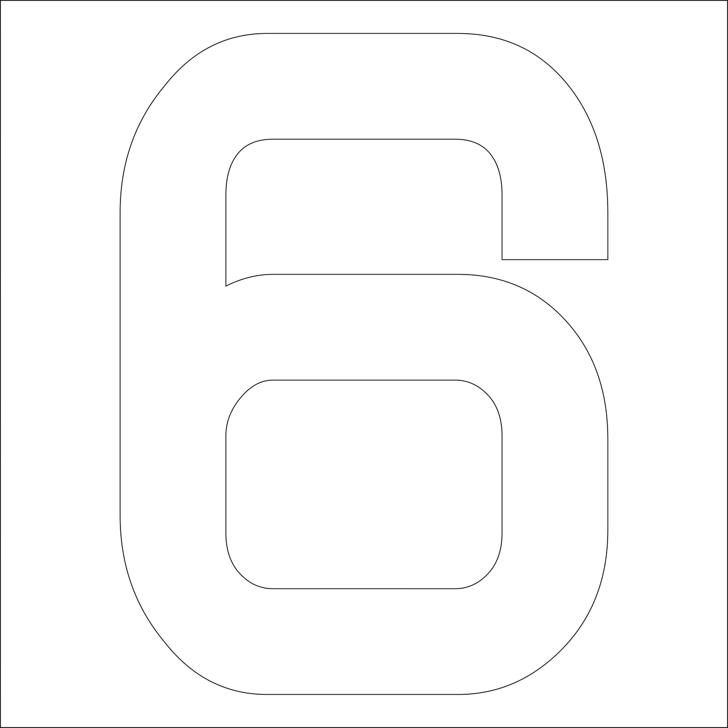 カッティングステッカー 数字6 文字高100mm 白