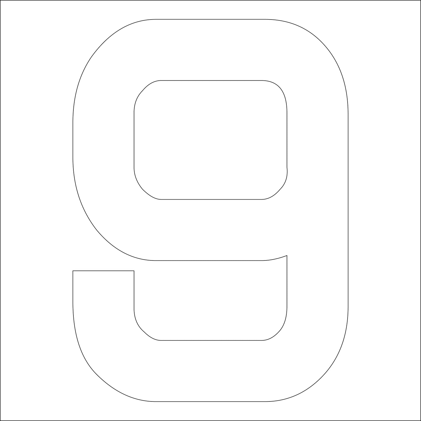 カッティングステッカー 数字9 文字高100mm 白