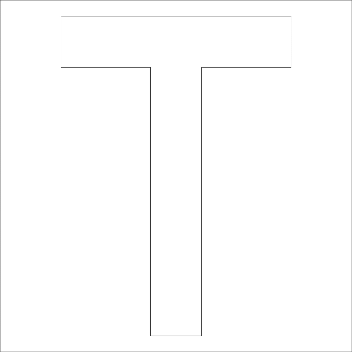 カッティングステッカー 英字T 文字高100mm 白