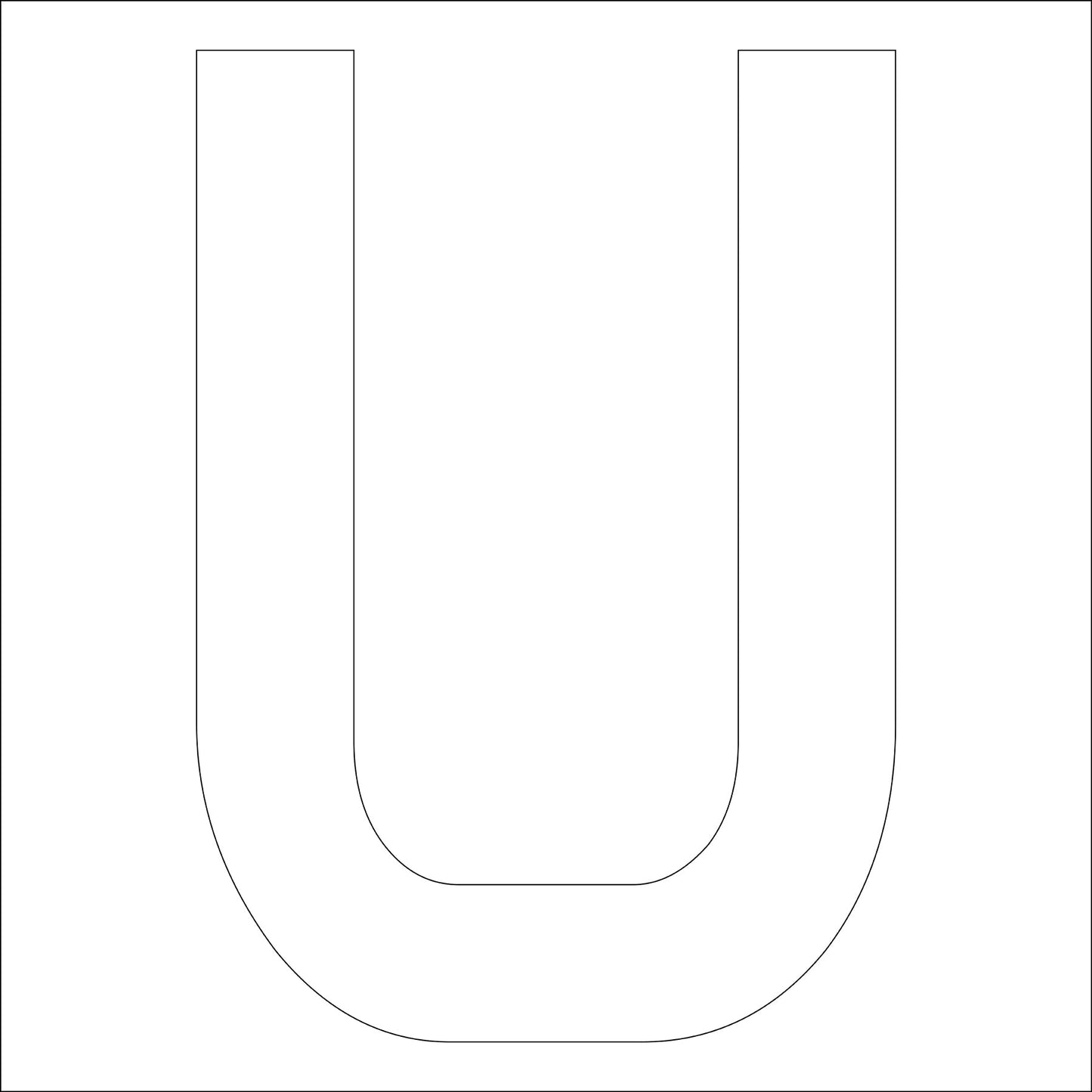 カッティングステッカー 英字U 文字高100mm 白