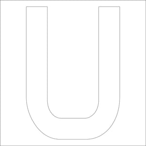 カッティングステッカー 英字U 文字高100mm 白