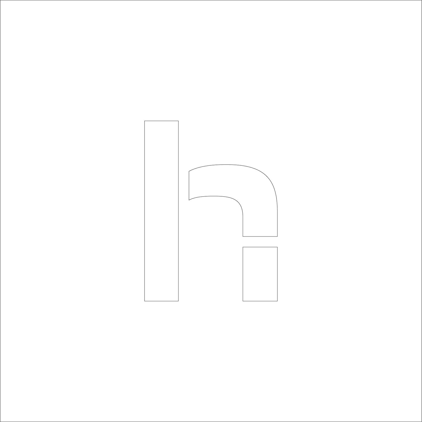 吹付けプレート ステンシル H50 アルファベット h