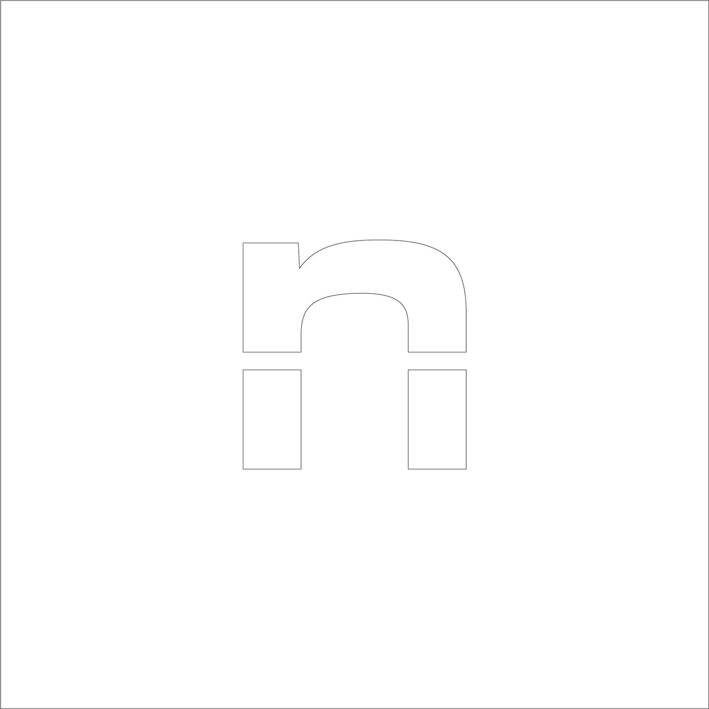 吹付けプレート ステンシル H50 アルファベット n