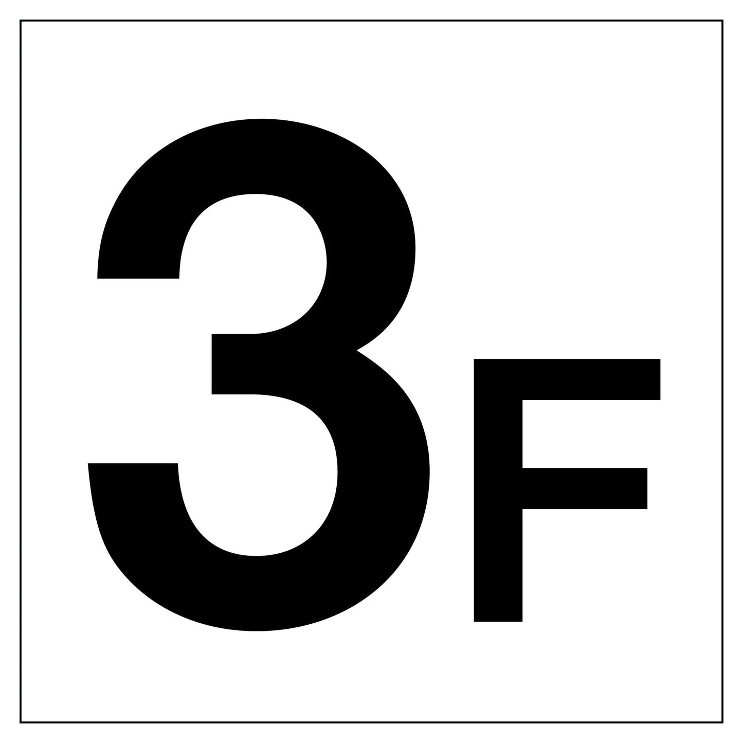 階数表示標識300角 マグネット 3F