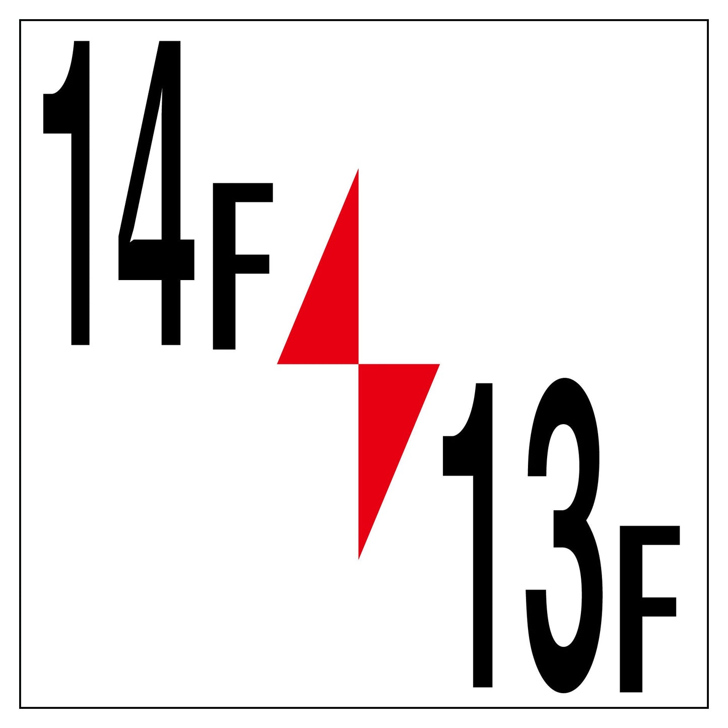 ロフト階数表示板450角 マグネット 14F/13F