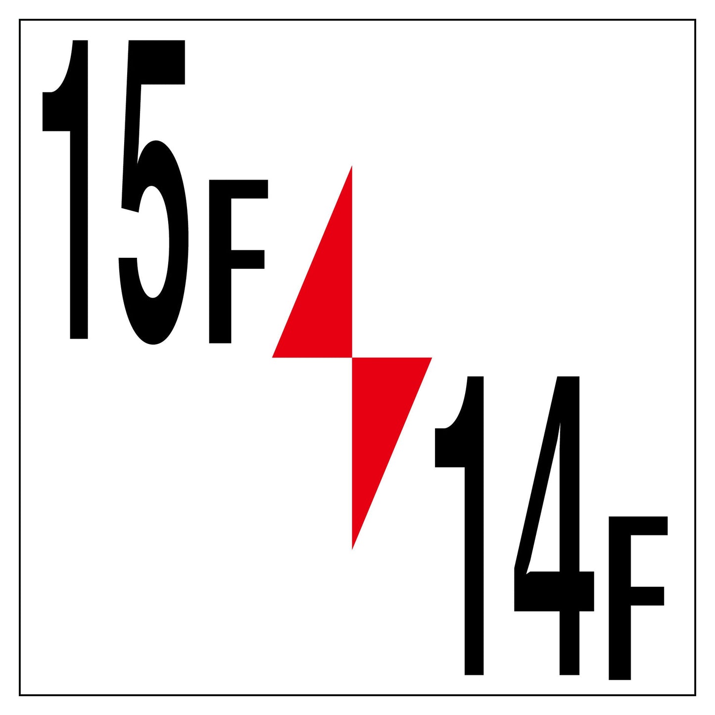 ロフト階数表示板300角 マグネット 15F/14F