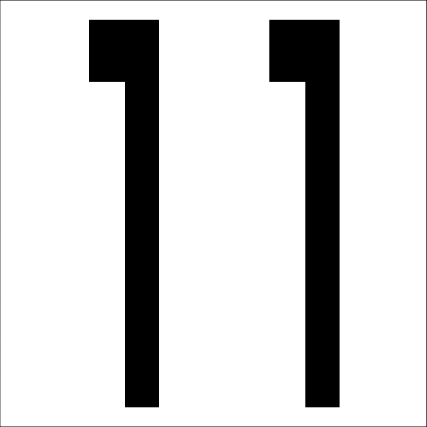 カッティングステッカー 数字11 文字高100mm 黒