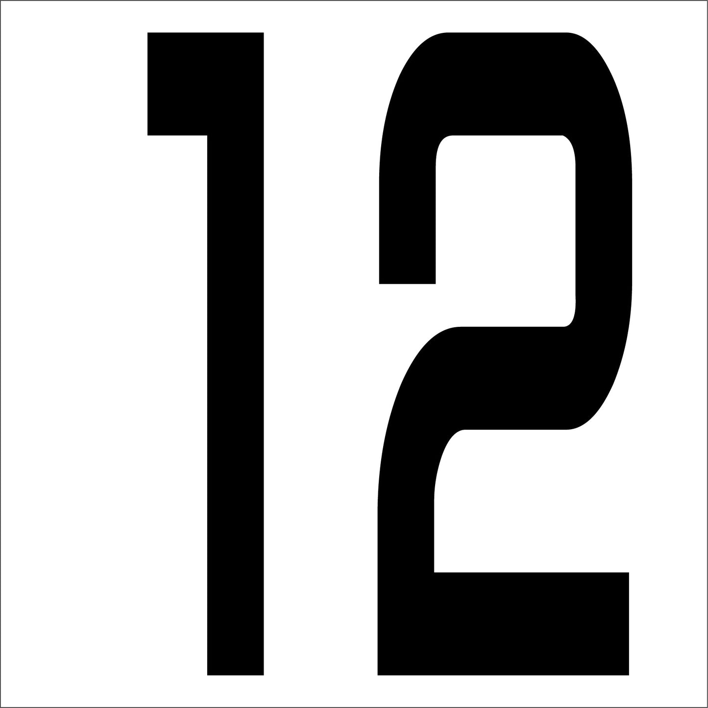 カッティングステッカー 数字12 文字高100mm 黒