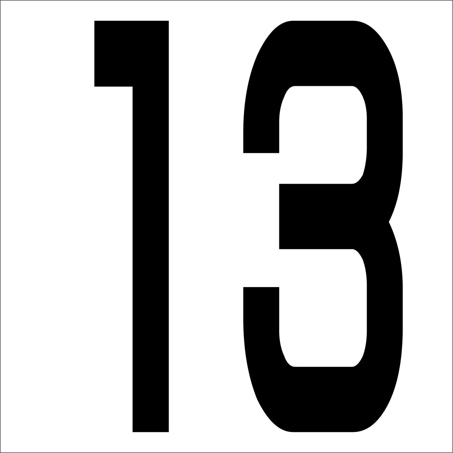 カッティングステッカー 数字13 文字高100mm 黒