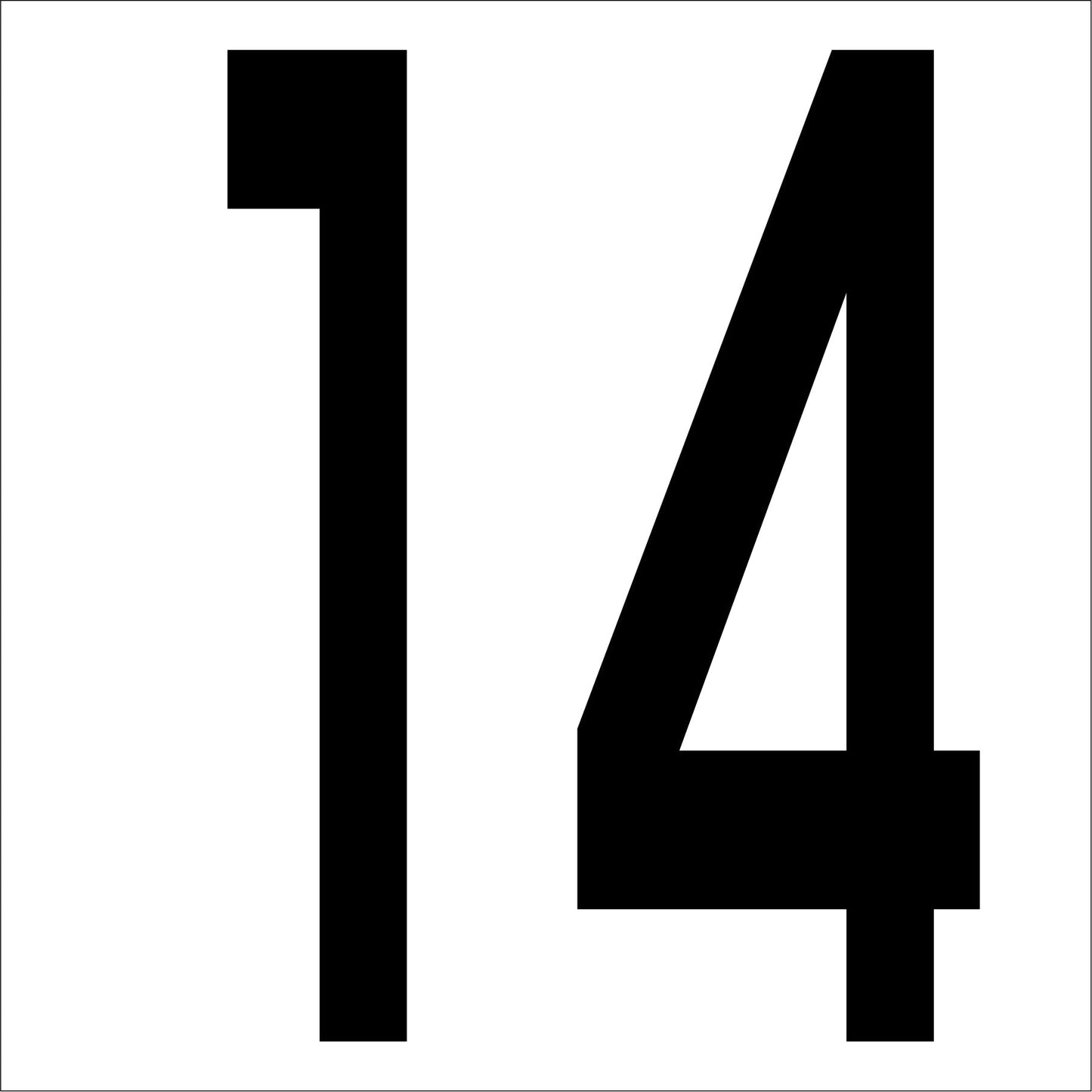 カッティングステッカー 数字14 文字高100mm 黒