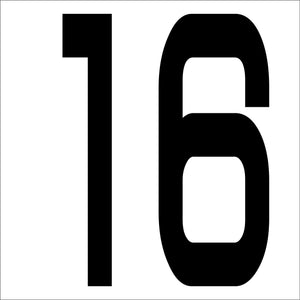カッティングステッカー 数字16 文字高100mm 黒