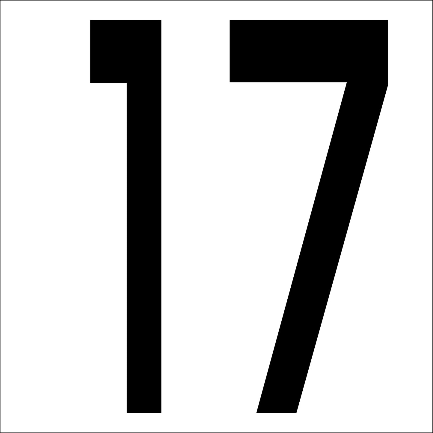 カッティングステッカー 数字17 文字高100mm 黒